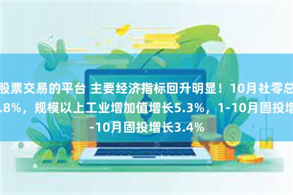 股票交易的平台 主要经济指标回升明显！10月社零总额增长4.8%，规模以上工业增加值增长5.3%，1-10月固投增长3.4%