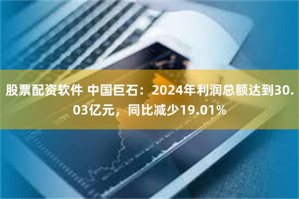 股票配资软件 中国巨石：2024年利润总额达到30.03亿元，同比减少19.01%